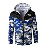 FRAUIT Mode Camouflage Kapuzenjacke Herren Sport Wintermantel Winterjacke Herbst Winter Sweatshirt Männer Junge Printed Zipper Drahtgeflecht Warm Atmungsaktiv Bequem Top Outwear Bluse S-4XL