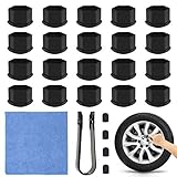 MEZOOM 20Pcs Universal Radschrauben Abdeckkappe, Auto Kunststoff Kappe Schwarz 17mm Verschlusskappe + 4 Pcs Ventilkappen + Abzieher Werkzeug für SUV Motorrad Muttern Radkappen