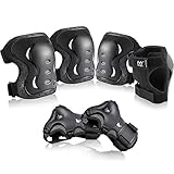 Kinder&Erwachsene Knieschoner Set,Schützerset 6 in 1 mit Knie-Ellbogen-Handgelenkschoner, Schutzausrüstung verstellbare Handgelenkschoner,Rollerblading, Skaten, Skateboard, Roller, Radfahren