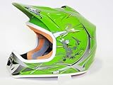 Helm Kinderhelm Motorradhelm Crosshelm Motocrosshelm Sport Grün (L)