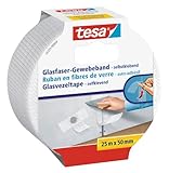 tesa Reparaturband für Risse in Wänden, Glasfaser-Gewebe, selbstklebend, 25m x 50mm