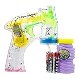 Trendario 4 x LED Seifenblasenpistole inkl. Seifenblasenflüssigkeit und Batterien Gechenkidee Seifenblasenmachiene Kinder Geburtstag Hochzeit Kindergeburtstag Seifenblasen