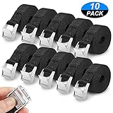 Mopalwin 10 Stück Befestigungsriemen-Set Spanngurte, ideal zur Befestigung am Fahrradträger Auto Heckträger Fahrrad Klemschloss Gurte, Schnellspannung, Zurrgurt Camping Outdoor(2.5M, Schwarz)