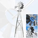 US Windrad 245cm silberfarben Windmühle Windspiel Kugellager Mühle