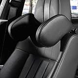 Kopfstütze Auto Kinder HENZIN Auto Kopfstütze Nackenstütze U-förmiges Kopfstützkissen PU-Leder Klappbar,Verstellbar,Einziehbar Unterstützung auf Beiden Seiten,Kopfstütze für Erwachsene Kinder -Schwarz