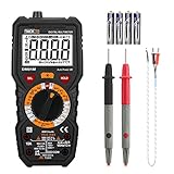 Tacklife, Multimeter, True-RMS, 6000 Zählungen, kontaktlose Spannungsprüfung, misst Temperatur / Durchgang / Widerstand / Diode, mit Taschenlampe