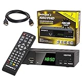 Kabel Receiver Kabelreceiver - DVB-C HB-DIGITAL HD Receiver für digitales Kabelfernsehen mit Aufnahmefunktion PVR für Flach- & Röhrenfernseher (HDMI, SCART, USB, LAN, Mediaplayer, HDTV) + HDMI Kabel