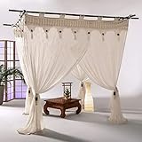 Bali Baldachin Bali Style Coco 200x200 Moskitonetz 100% Cotton inkl. 4 Bambus Quasten