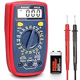AstroAI Digital Multimeter mit Ohm Volt Ampere Spannung Tester Messung von AC/DC Spannung, DC Strom, Widerstand, Diode, Kontinuität Messinstrument mit Hintergrundbeleuchtung, Rot