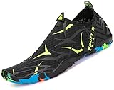 katliu Badeschuhe Wasserschuhe Strandschuh Schwimmschuhe Aquaschuhe Barfußschuhe für Damen Herren,Schwarz Grün,43 EU