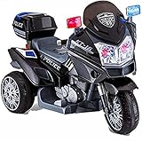 crooza 12 Volt Motorrad SCHWARZ Kinderauto Gross Polizeimotorrad Neu