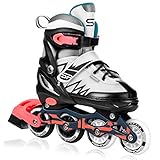 SPOKEY Tony Inline Skates für Kinder und Jugendliche bis max. Gewicht 60 kg| Größenverstellbar, Alu-Schienen, Kugellager ABEC-7 Carbon, PU Rolle 82 A | Mit Fitness Air System-Schuheinlangen