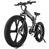e Bike Mountainbike elektrofahrrad klapprad 26 Zoll Doppelbatterie 1000W ebike für Damen Herren (Schwarz)