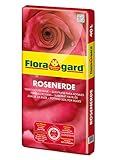 Floragard Rosenerde 40 L • Spezialerde für Kübelrosen, Kletterrosen, Beetrosen • zum Pflanzen im Beet und im Kübel • mit dem Naturdünger Guano
