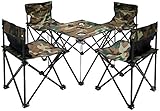 AMANKA Camping-Tisch-Set Falttisch mit 4 Klappstühlen inkl. Tragetasche Picknick Set Klapptisch Falthocker für Campen Angeln Wandern BBQ Ausflug Camouflage Tarnfarbe