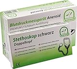 Blutdruckmessgerät Aneroid Premium 2- Schlauch Tasche CE Medi-Inn + Stethoskop (RR + Stethoskop Doppelkopf)