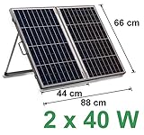 12V Solarkoffer 2 x 40W Laderegler 10A Solar Modul Zelle 80W Solarpanel Wohnmobil Solarmodul Solarzelle Camping Garten USB