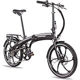 CHRISSON 20 Zoll E-Bike Klapprad eFolder schwarz - E-Faltrad mit Aikema Nabenmotor 250W, 36V, 30 Nm, Pedelec Faltrad für Damen und Herren, praktisches Elektro Klapprad