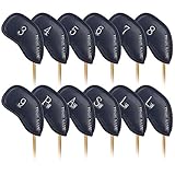 CRAFTSMAN GOLF Golfschlägerhauben aus dickem Kunstleder, für alle Marken, erhältlich für individuelle Versionen (V: Custom 12-teiliges blaues Set mit silberfarbener Nr.