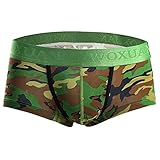 TiaoBug Herren Sexy Unterwäsche Camouflage Unterhosen Männer Boxershorts Slips Bulge Beutel Jockstrap Mini String Tanga Gay Underwear S M L XL Hellgrün Boxer S