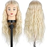 MYSWEETY Mannequin Kopf Hair Frisierkopf Übungskopf 70% Echtes Haar Kosmetologie Puppe Kopf Echtes Haar Friseur Training Modell mit Klemmhalter Frisierkopf für Kinder