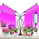 Pflanzenlampe 36W 96LED, Lovebay 4 Heads Pflanzenlicht, LED VOLLSPEKTRUM Wachsen licht für Zimmerpflanzen mit Zeitschaltuhr, 3 Arten von Modus, 10 Lichtstärken, Grow Lampe für Gartenarbeit Bonsais