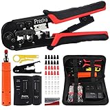 CAT5/CAT5E Crimpzange Set, Preciva Netzwerk Reparaturwerkzeuge Netzwerk Werkzeug Set Netzwerk Kabeltester Patchkabel Tester Computer Wartung LAN Kabel Tester