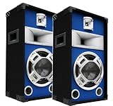 2x400W Party PA Lautsprecher Paar Disco Boxen 25cm BASS Blue-LED E-Lektron SPL25