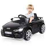 COSTWAY 12V Lizenziertes Audi Kinderauto mit 2,4G-Fernbedienung, 3 Gang Elektroauto 2,5-5km/h mit MP3, Musik, Hupe und LED-Leuchten, batteriebetriebenes Kinderfahrzeug für Kinder von 37-96 Monaten