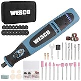 WESCO 7.2V Akku Multifunktionswerkzeug, Akku Drehwerkzeug mit 45 Zubehör, 5000-25000 U/min, 5 variable präzise Drehzahlsteuerungen, mit LED-Licht, Ladeanzeige, Tasche, für DIY Kreation und Handwerker