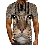 Sannysis Herren T-Shirt 3D bedrucktes Kurzarmoberteil Sommer Casual Slim Kurzarm Top Bluse Unisex Männer Frühling Lässig Schlank Bedruckt Jungen Schlanke Classic Fit Basic Shirts