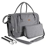 Lictin Wickeltasche Wickeltasche Grau Baby Wickeltasche Groß Kinderwagen Befestigung Wasserdicht mit Wickelunterlage