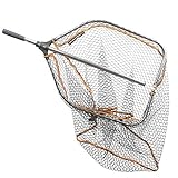 Savage Gear Tele Folding Rubbermesh XL 70x85cm Hechtkescher, Angelkescher zum Hechtangeln, Bootskescher, Kescher zum Spinnfischen, gummiertes Keschernetz