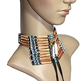 Hejoka-Shop Indianer Halsschmuck Brustpanzer Choker XL 29 x 8 cm. Bone Hairpipes BRAUN Perlen für Fotoshooting