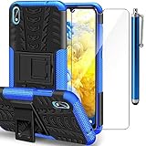 AROYI Huawei Y5 2019 Hülle+ Schutzfolie, TPU Series Dual Layer Hybrid Handyhülle Drop Resistance Handys Schutz Hülle mit Ständer für Huawei Y5 2019 Blau