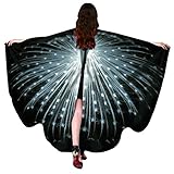 Yidarton 168 * 135CM Damen Weiche Gewebe Schmetterlings Flügel Schal feenhafte Nymphe Pixie Halloween Cosplay Weihnachten Cosplay Kostüm Zusatz (Schwarz)