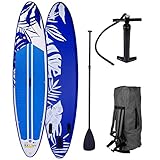 SUP Board Stand up Paddle Fusion Blau 300x76x15cm aufblasbar Double Layer MFL Alu-Paddel Hochdruck-Pumpe Rucksack Kick-Pad 140KG Paddling