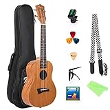 Kmise Konzert-Ukulelen-Starter-Set für Anfänger, Mahagoni-Ukulele, 58,4 cm, 4 Saiten, Hawaii-Gitarre, matt, Aquila-Saiten