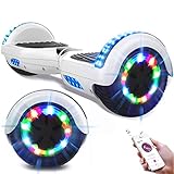 GeekMe Hoverboards,Self Balancing Scooter 6.5',Elektroroller mit Bluetooth-Lautsprecher, LED-Leuchten, Geschenk für Kinder, Jugendliche… (White)