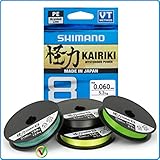 SHIMANO Kairiki 8, 300 Meter, Multicolor, 0.060mm/5.3kg, 8fach Geflochtene Angelschnur, 59WPLA68R20