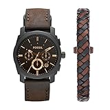 Fossil Herren Chronograph Quarz Uhr mit Leder Armband FS5251SET