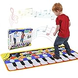 Piano Matte, Tanzmatten Klaviermatte Musikmatte Kinder, 5 Modi 8 Instrumente Sounds Spielzeug Musik Matte, Keyboard Matten Spielteppich Baby Tanzmatte fur Kinder 110x36cm