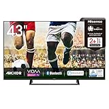 Hisense 43AE7200F 108 cm (43 Zoll) Fernseher (4K Ultra HD, HDR, Triple Tuner DVB-C/S/S2/T/T2, Smart TV, Mittelstandfuß, Frameless, Bluetooth, Alexa, 3 Jahre Garantie)