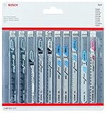 Bosch Professional 10tlg. Stichsägenblätter Set (für Holz und Metall, Zubehör für Stichsägen mit T-Schaft Aufnahme)