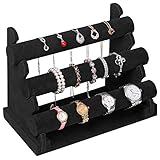 Deuba Schmuckständer Schmuckhalter Armbandständer Uhrenständer für Schmuck Uhren Armband Ketten, schwarz Samt-Optik