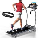 Kinetic Sports KST3100FX Laufband inkl. Pulsgurt 1100 Watt leiser Elektromotor 12 Programme, GEH- und Lauftraining, Tablethalterung, stufenlos einstellbar bis 12 km/h, klappbar