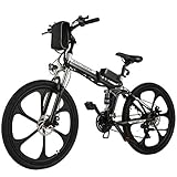 ANCHEER Elektrofahrrad 26Zoll/20Zoll Zoll E- Bike Mountainbike, 25-50km/h Meilen Kilometerstand, 36V 8AH Abnehmbarer Akku and 21 Gang Getriebe (26Zoll /20Zoll) (20 Zoll - Schwarz - 7 Gang)