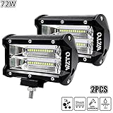 LED Arbeitsscheinwerfer, WZTO 10800LM 24 LED Zusatzscheinwerfer DC 12-24V 72W 5 Inch Auto Scheinwerfer Offroad Flutlicht Spotlight 6000K Wasserdicht IP67 Arbeitslicht