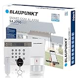 Blaupunkt Funk-Alarmanlage SA 2700 I Mit GSM-Modul I Sicherheitssystem mit Bewegungsmelder, Tür/Fenstersensor, Fernbedienung, App I Alarmierung über das Mobilfunknetz I Weiß