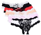 5er Pack Damen Slips Soft Unterhosen Panties Hipster Mit Spitze Strings Tangas Medium A